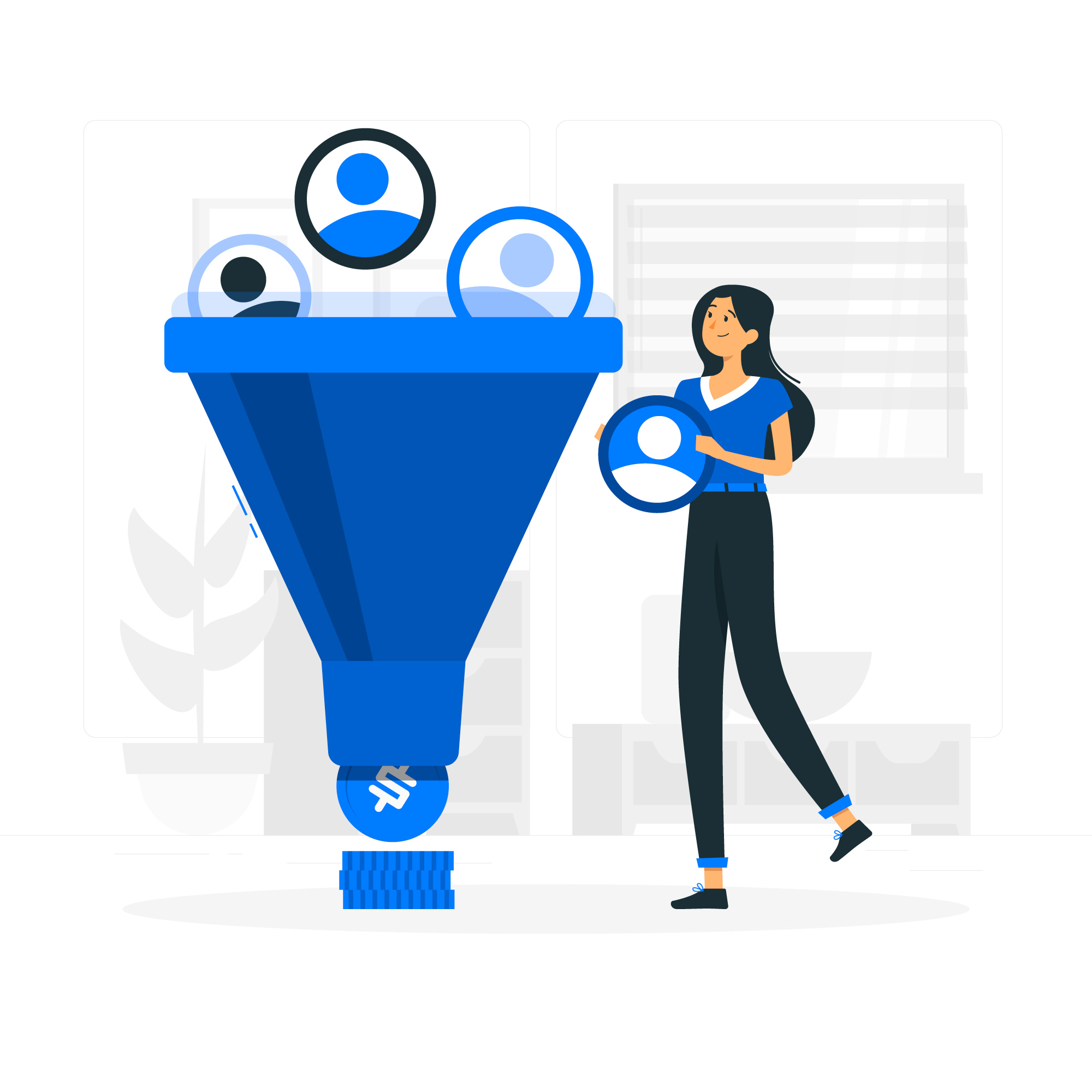 Infográfico mostrando um funil de marketing equilibrado em 2025, com ícones representando mídia paga, SEO e metodologia AIDA.